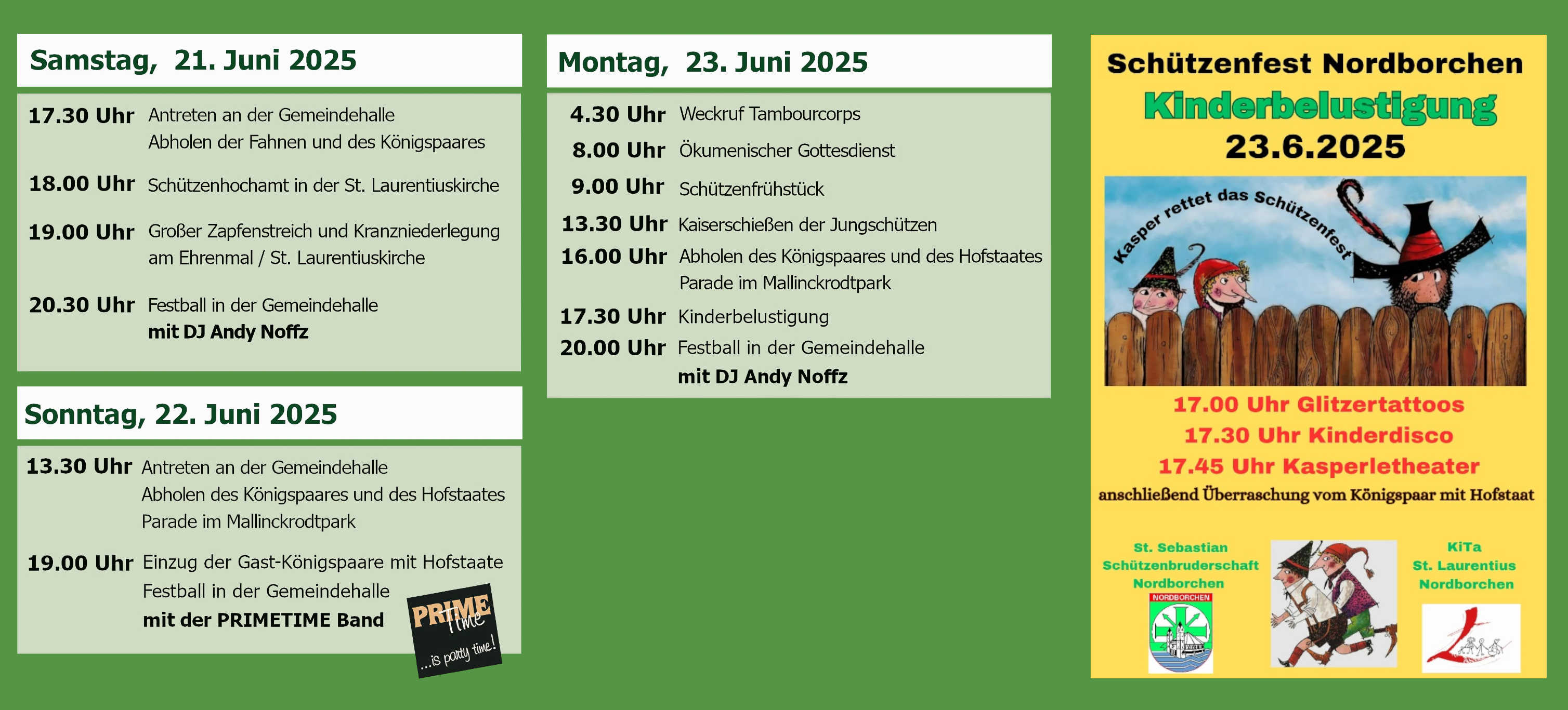 Festfolge Schützenfest 2025
